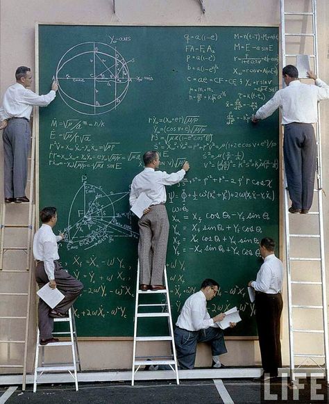 Nasa scientists on blackboard Blank Meme Template