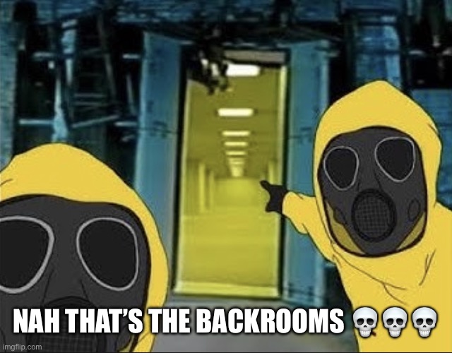 Hazmat men pointing at The Backrooms portal | NAH THAT’S THE BACKROOMS ??? | image tagged in hazmat men pointing at the backrooms portal | made w/ Imgflip meme maker