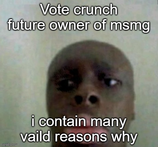 k dan | Vote crunch future owner of msmg; i contain many vaild reasons why | image tagged in k dan | made w/ Imgflip meme maker