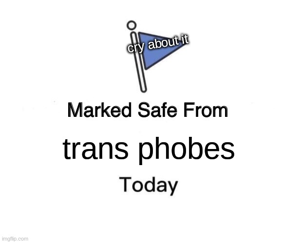 Marked Safe From Meme | cry about it; trans phobes | image tagged in memes,marked safe from | made w/ Imgflip meme maker