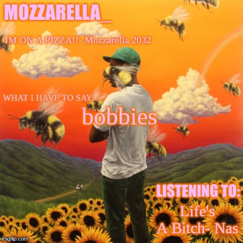 Flower Boy | bobbies; Life's A Bitch- Nas | image tagged in flower boy | made w/ Imgflip meme maker