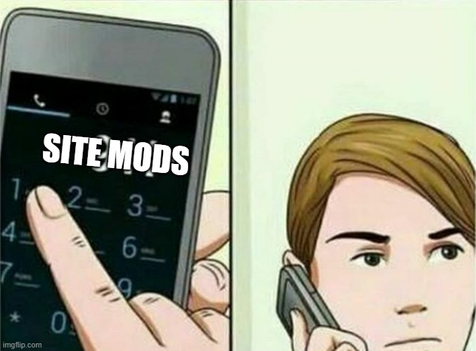 Calling 911 | SITE MODS | image tagged in calling 911 | made w/ Imgflip meme maker