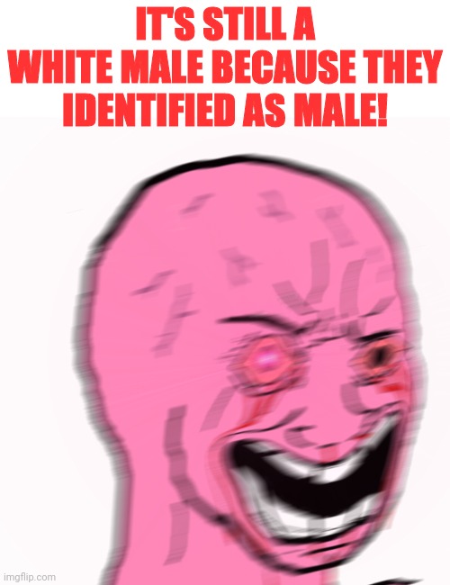 IT'S STILL A WHITE MALE BECAUSE THEY IDENTIFIED AS MALE! | made w/ Imgflip meme maker