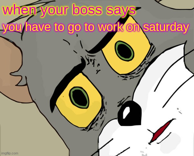 no way | when your boss says; you have to go to work on saturday | image tagged in memes,unsettled tom,ffff | made w/ Imgflip meme maker