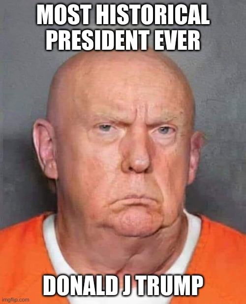 Treasonous, One-Term, Twice-Impeached, Election-Losing, Anti-Democratic, Entitled, Racist, Indicted Disgrace | MOST HISTORICAL PRESIDENT EVER; DONALD J TRUMP | image tagged in trump mugshot,lock him up,trump indicted,schadenfreude | made w/ Imgflip meme maker