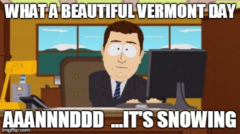 Aaaaand Its Gone Meme | WHAT A BEAUTIFUL VERMONT DAY AAANNNDDD  ...IT'S SNOWING | image tagged in memes,aaaaand its gone | made w/ Imgflip meme maker