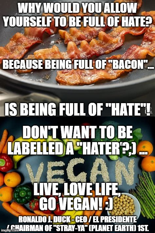 Live, Love Life, Go Vegan! :) | ? LIVE, LOVE LIFE, | image tagged in beef,pork,lamb,fish,chicken,veganism | made w/ Imgflip meme maker