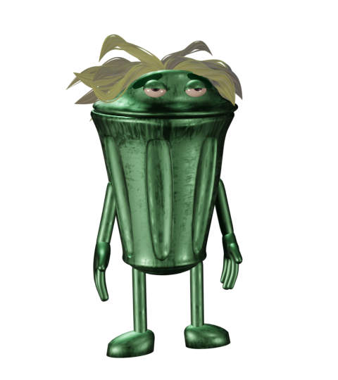 High Quality Green gold trash bin Blank Meme Template
