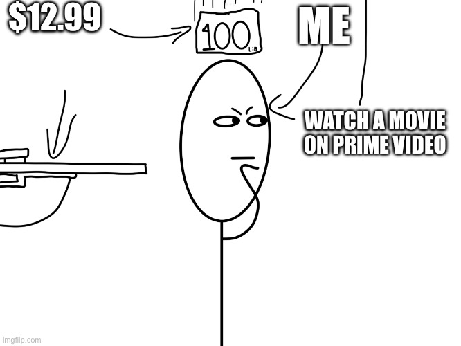 $12.99; ME; WATCH A MOVIE ON PRIME VIDEO | made w/ Imgflip meme maker