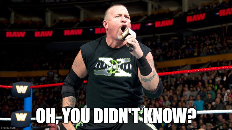 road dog | OH, YOU DIDN'T KNOW? | image tagged in wwe,wwf,road,jesse | made w/ Imgflip meme maker