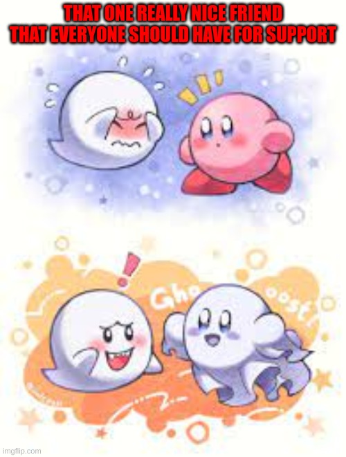 Kirby friend | THAT ONE REALLY NICE FRIEND THAT EVERYONE SHOULD HAVE FOR SUPPORT | image tagged in kirby,friends | made w/ Imgflip meme maker