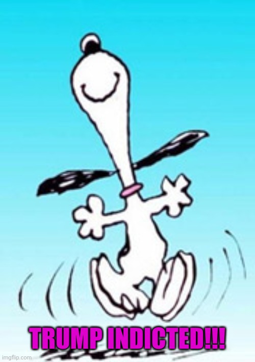 Snoopy dance | TRUMP INDICTED!!! | image tagged in snoopy dance | made w/ Imgflip meme maker