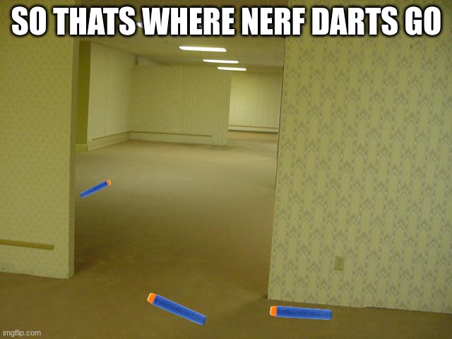 The Backrooms | SO THATS WHERE NERF DARTS GO | image tagged in relatable,kids | made w/ Imgflip meme maker