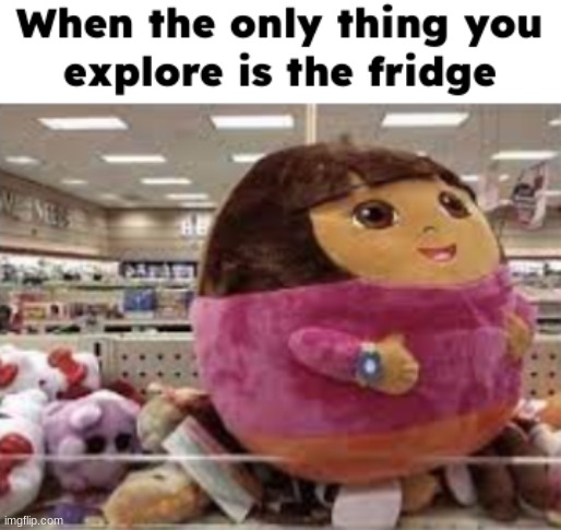 Could never be me | image tagged in dora the explorer,fat,fridge | made w/ Imgflip meme maker