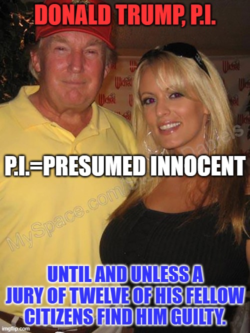 We still have a Constitution and he still has rights. | DONALD TRUMP, P.I. P.I.=PRESUMED INNOCENT; UNTIL AND UNLESS A JURY OF TWELVE OF HIS FELLOW CITIZENS FIND HIM GUILTY. | image tagged in politics | made w/ Imgflip meme maker