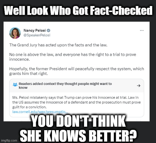The Wicked Witch Of The West | Well Look Who Got Fact-Checked; YOU DON'T THINK SHE KNOWS BETTER? | image tagged in nancy pelosi wtf,nancy pelosi is crazy,globalists,traitor,nwo,nwo police state | made w/ Imgflip meme maker