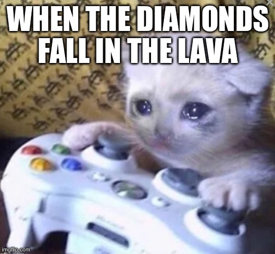 Dam | WHEN THE DIAMONDS FALL IN THE LAVA | image tagged in video games | made w/ Imgflip meme maker