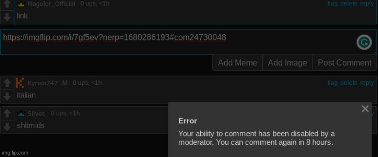 Sorry magalor i got comment banned too | made w/ Imgflip meme maker