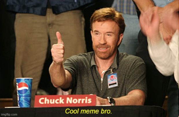 Cool meme bro. | image tagged in memes,chuck norris approves,chuck norris | made w/ Imgflip meme maker