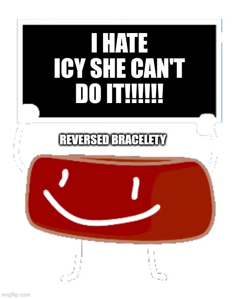 Ringy | I HATE ICY SHE CAN'T DO IT!!!!!! REVERSED BRACELETY | image tagged in bracelety sign,bfdi | made w/ Imgflip meme maker