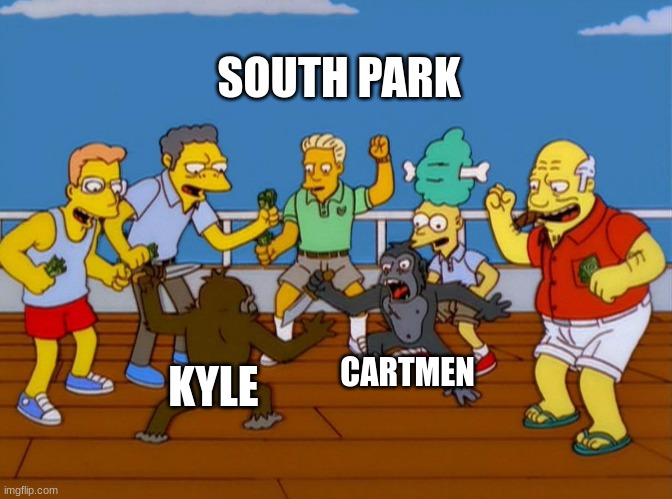 Simpsons Monkey Fight | SOUTH PARK; CARTMEN; KYLE | made w/ Imgflip meme maker