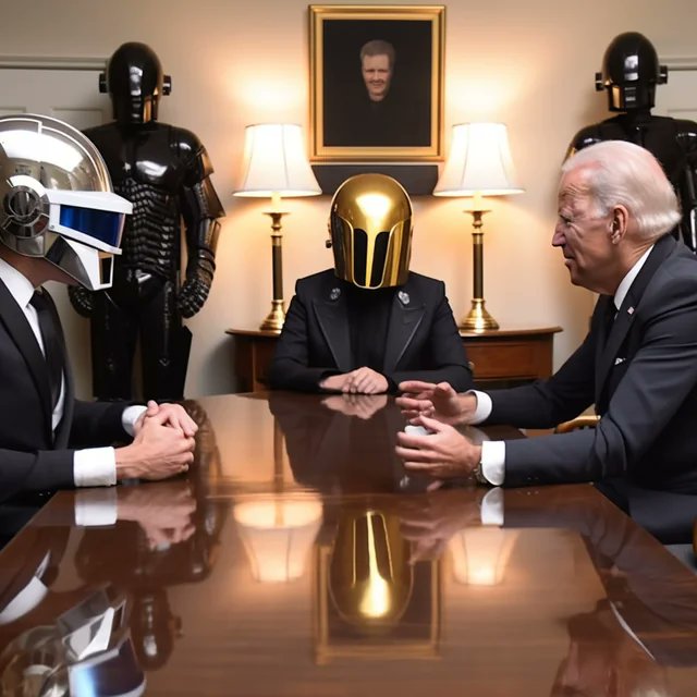 High Quality Biden Daft Punk meeting Blank Meme Template