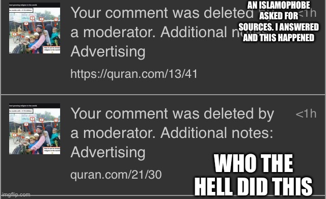 AN ISLAMOPHOBE ASKED FOR SOURCES. I ANSWERED AND THIS HAPPENED; WHO THE HELL DID THIS | made w/ Imgflip meme maker