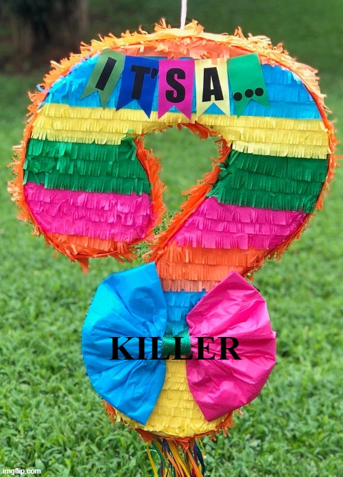 Gender Reveal Question Mark pinata it's a? | KILLER | image tagged in gender reveal question mark pinata it's a | made w/ Imgflip meme maker