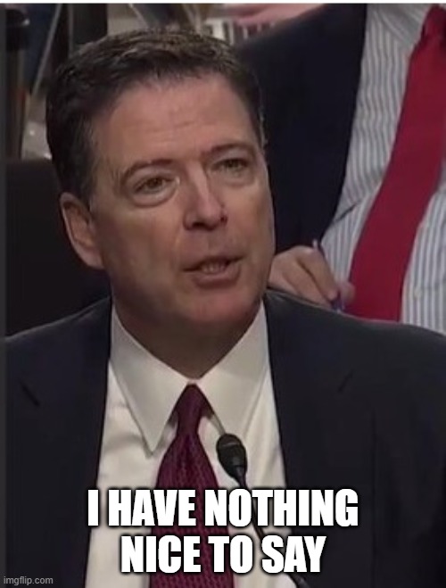 James Comey - I have nothing nice to say | I HAVE NOTHING NICE TO SAY | image tagged in james comey,hillary clinton | made w/ Imgflip meme maker