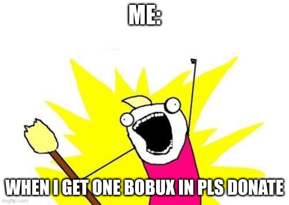 X All The Y Meme | ME:; WHEN I GET ONE BOBUX IN PLS DONATE | image tagged in memes,x all the y | made w/ Imgflip meme maker