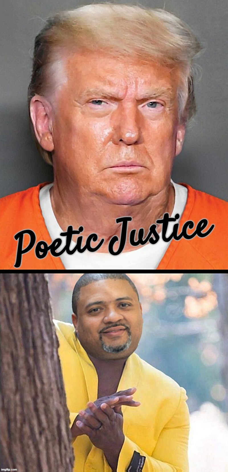 Poetic Justice...! | Poetic Justice | image tagged in trump,mugshot,thank you,alvin,bragging,lock him up | made w/ Imgflip meme maker