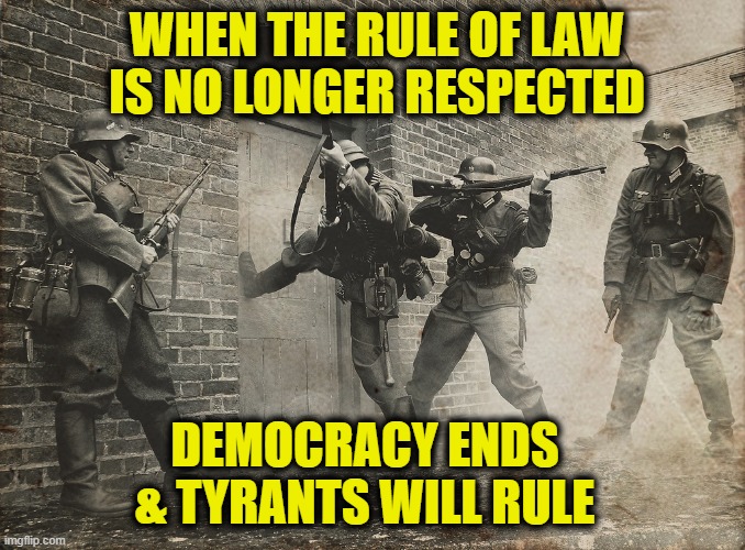 History is Prophesy | WHEN THE RULE OF LAW
IS NO LONGER RESPECTED; DEMOCRACY ENDS
& TYRANTS WILL RULE | image tagged in history | made w/ Imgflip meme maker