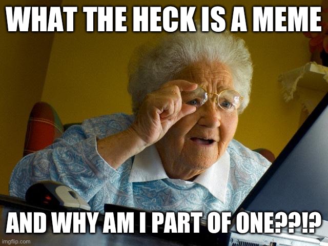 Grandma Finds The Internet Meme | WHAT THE HECK IS A MEME; AND WHY AM I PART OF ONE??!? | image tagged in memes,grandma finds the internet | made w/ Imgflip meme maker