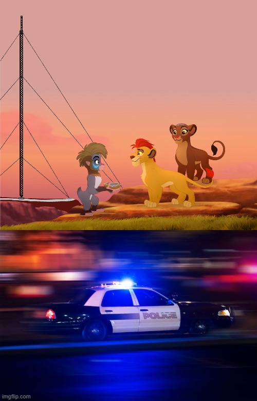 image tagged in lion guard,fast police car | made w/ Imgflip meme maker