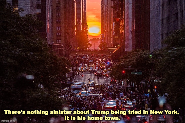 New York is a lot safer now than it was when Giuliani was mayor. | There's nothing sinister about Trump being tried in New York. 
It is his home town. | image tagged in trump,trial,new york,new york city,rudy giuliani | made w/ Imgflip meme maker