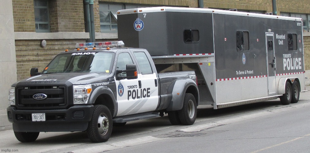 Used in comment | image tagged in police truck towing a horse trailer | made w/ Imgflip meme maker