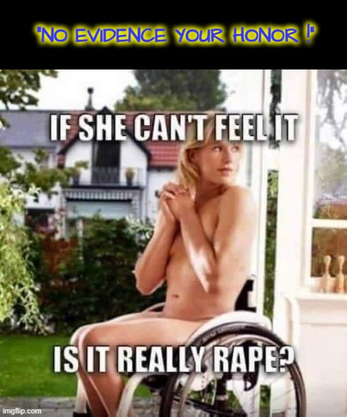 Rape ? | "NO EVIDENCE YOUR HONOR !" | image tagged in evidence | made w/ Imgflip meme maker