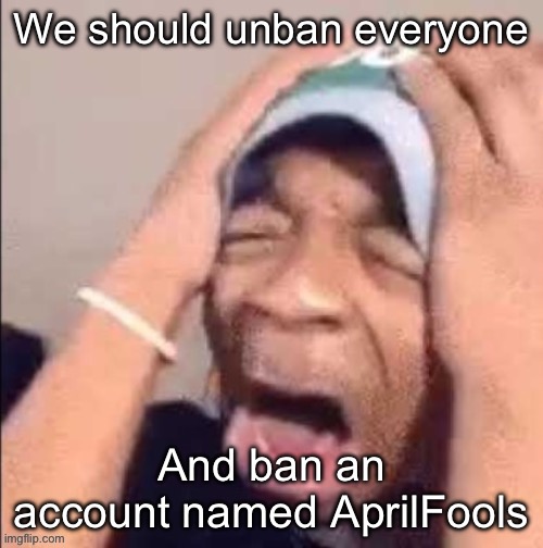 the | We should unban everyone; And ban an account named AprilFools | image tagged in the | made w/ Imgflip meme maker