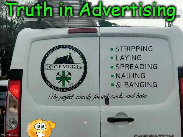 Roof Need Fixing? | Truth in Advertising | image tagged in fun,funny,truth,advertising,imgflip humor,ads | made w/ Imgflip meme maker