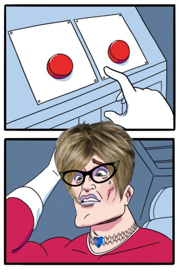 Two Buttons Female Blank Meme Template