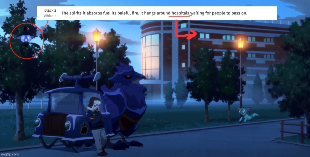 Awh, Lampent is next to a hosp- | image tagged in pokemon,memes,fun,pokedex | made w/ Imgflip meme maker