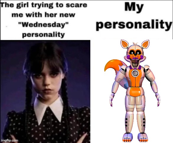 "Hey don't blame me, you're the one that didn't 'stand by' when I asked you politely" | image tagged in the girl trying to scare me with her new wednesday personality | made w/ Imgflip meme maker