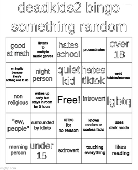 Deadkids2 Bingo Blank Meme Template