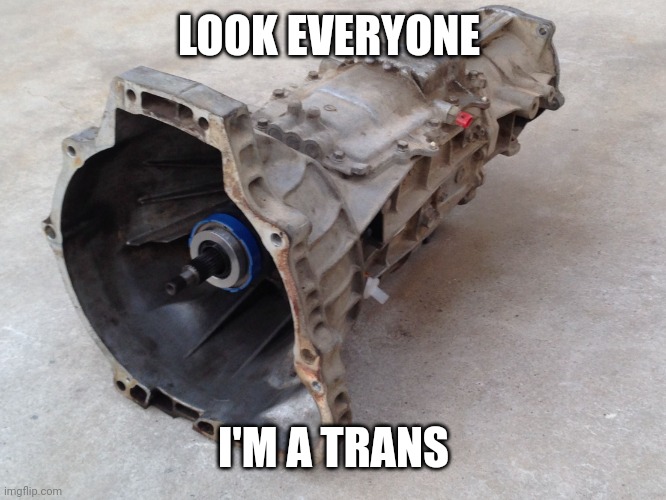 Transmission meme | LOOK EVERYONE I'M A TRANS | image tagged in transmission meme | made w/ Imgflip meme maker