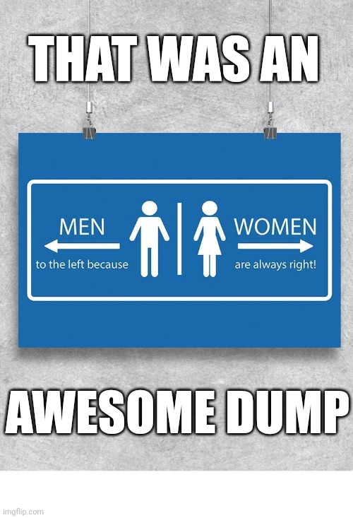 Dump Meme | THAT WAS AN; AWESOME DUMP | image tagged in dump meme | made w/ Imgflip meme maker
