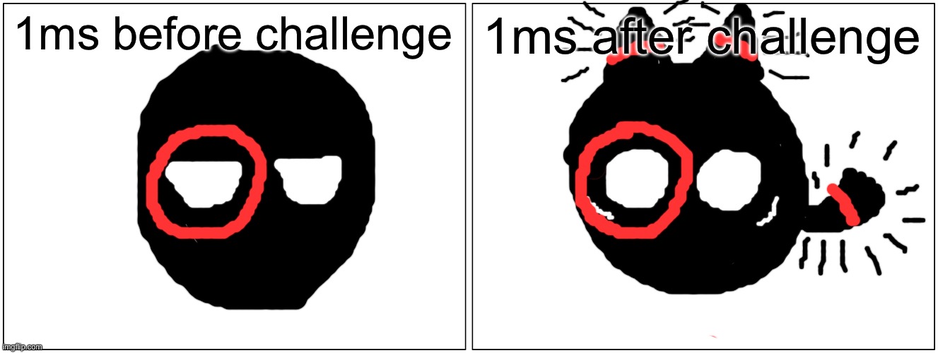 20.5 hours to go… | 1ms before challenge; 1ms after challenge | image tagged in memes,blank comic panel 2x1 | made w/ Imgflip meme maker