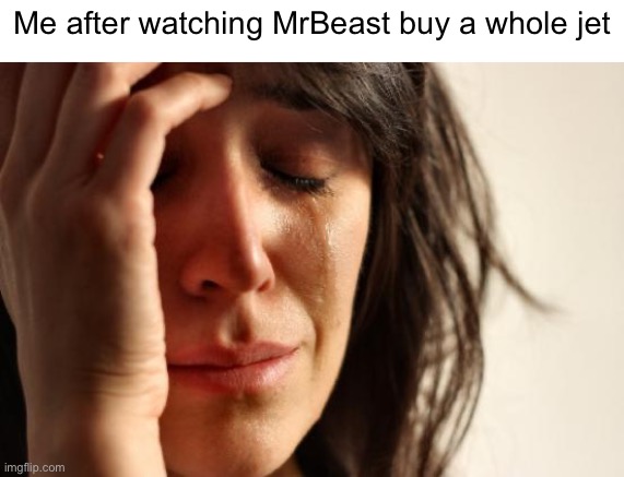 I’m poor lol | Me after watching MrBeast buy a whole jet | image tagged in memes,first world problems,funny memes,mrbeast,relatable | made w/ Imgflip meme maker