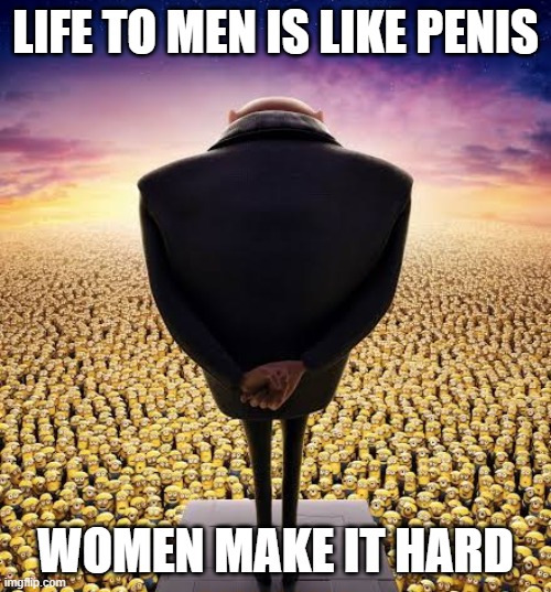 the | LIFE TO MEN IS LIKE PENIS; WOMEN MAKE IT HARD | made w/ Imgflip meme maker