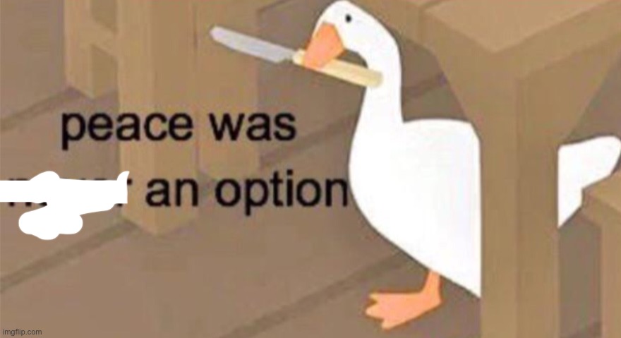 Untitled Goose Peace Was Never an Option | image tagged in untitled goose peace was never an option | made w/ Imgflip meme maker