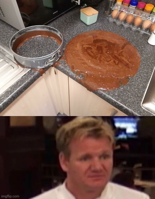 Chocolate cake fail | image tagged in disgusted gordon ramsay,chocolate cake,chocolate,you had one job,memes,dessert | made w/ Imgflip meme maker